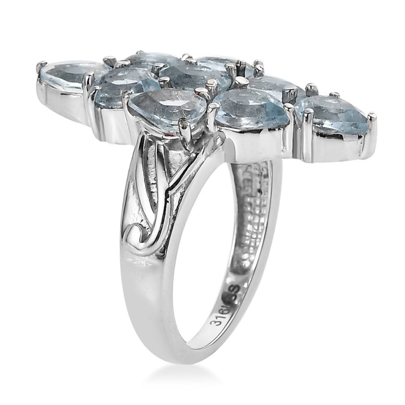 NWT Sky Blue Topaz 4.50 ctw Elongated Ring in Stainless Steel Size 8 - Picture 4 of 5